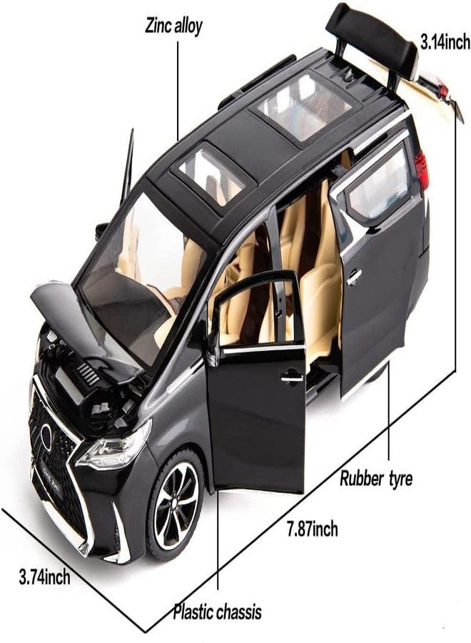 BlackZone Model Car Compatible for 1/24 Lexus LM300 Alloy Pull Back Metal Collectible Toy Car with Light and Sound Toy Vehicle Door Can be Opened (Black) - Image 2